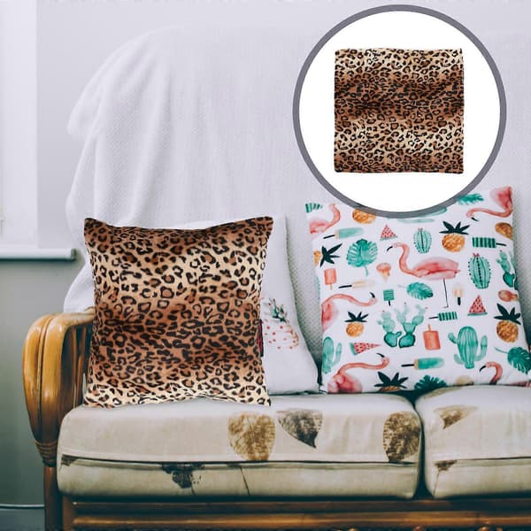 Kvadratisk/Rektangulär Leopard Djurtryckt Fylld Kudde Kort Plyschfyllning Örngott För Matsal Köksstol Baksäte 01