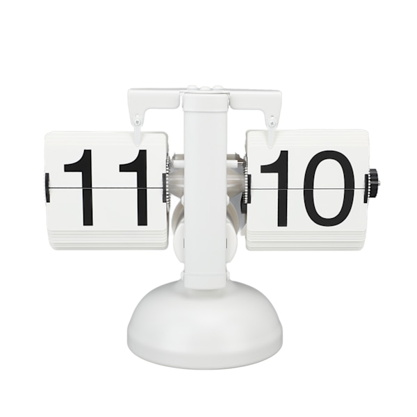 Flip Clock Large Number Batteridriven 304 rostfritt stål Bordsskiva Retro Flip Clock för hemmakontor 24 timmar Helvit
