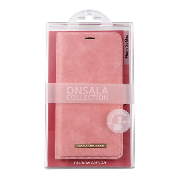 ONSALA Kompatibel med iPhone XS Max 2in1 Magnet Futteral / Deksel Dusty Pink Rosa Konstläder