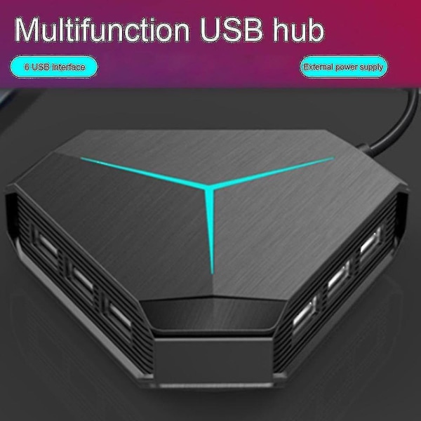 6 porter USB Hub Multi Splitter Expansion Desktop Høyhastighetsadaptere 1 stk svart Jinxiu