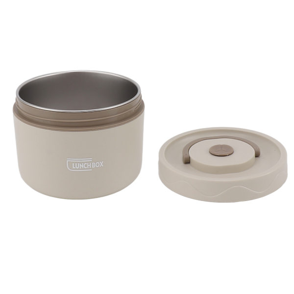 550 ml rustfrit stål isoleret Bento Lunchbox Stabelbar 2-etagers rund Bento Lunchbox Rustfrit stål Lækagesikker madbeholder Mikrobølgeovn-venlig, cremehvid