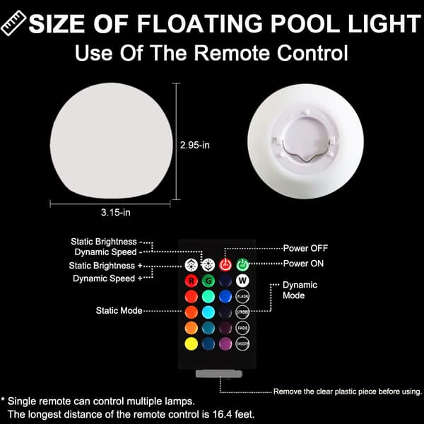 Seneste genopladelige poollampe med undervandslysshow, IP68 vandtætte flydende poolbadekar-lamper