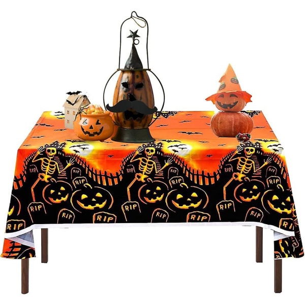 Halloween bordsduk Orange pumpa festduk 54 X 108 tum utomhus vattentät plastduk för halloween inomhus skrivbordsdekoration