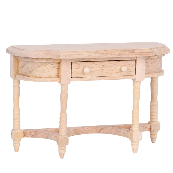 1:12 Dukkehuse Træ Halvrund Skuffe Skrivebord Model til Dukker DIY Dukkehuse (Halvrund Skuffe Skrivebord)