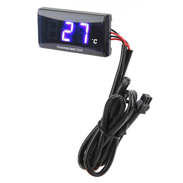 Motorcykel Digital Vandtemperaturmåler Ultra Tynd DC 12V LCD Med 22mm Sensoradapter til de fleste Motorcykler Blå