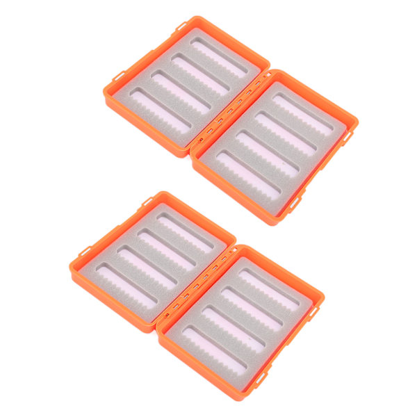 2 stk Fiskefluer Krogboks Orange Plast Flugfiskeri Tilbehørsboks