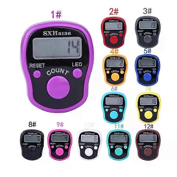 1~10 stk finger teller med kompass islamsk tasbih perle 5 digitale LED-lys elektronisk håndholdt tellemaskin klikkteller ring Black 3PCS