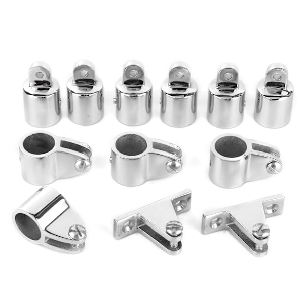 12-delarsats med 6 st. käk-glidskenor, 4 st. ögonändlock, 2 st. däckgångjärn, 3 st. båge, Bimini-toppbeslag, båttillbehör, 22 mm (7/8 tum)