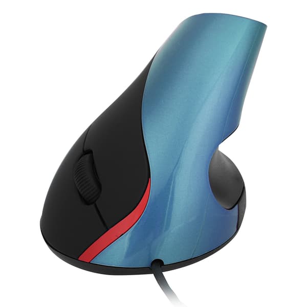 Ergonomisk vertikal USB-mus med ledningskabel og håndleddstøtte - 1600DPI - Blå - for PC-spill for bærbar PC