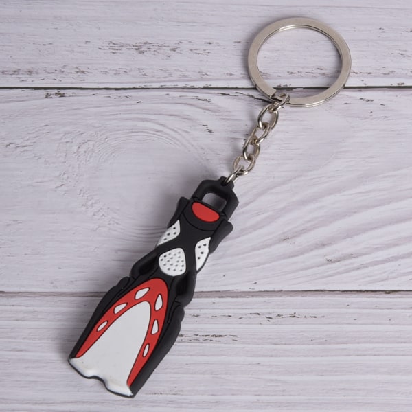 PVC Mini Diving Tema Nyckelring Unik Kort Flipper Form Nyckelring Fin Nyckelring GiftRöd
