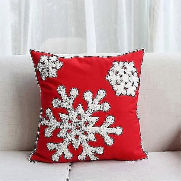 【LD】1 st jul vinter snöflinga stil bomull linne broderi prydnadskuddar överdrag