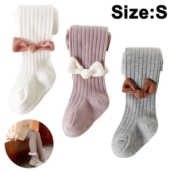 3 st set av Baby Girl Uniform höst och vinter rosett enfärgad Legging Combination 1 S
