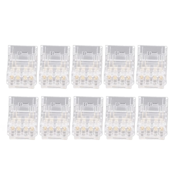 10 stk COB LED Strip til Wire-kontakt 4Pin 10mm Transparent Lodfri LED-adapterkontakter til Hjemskolekontor