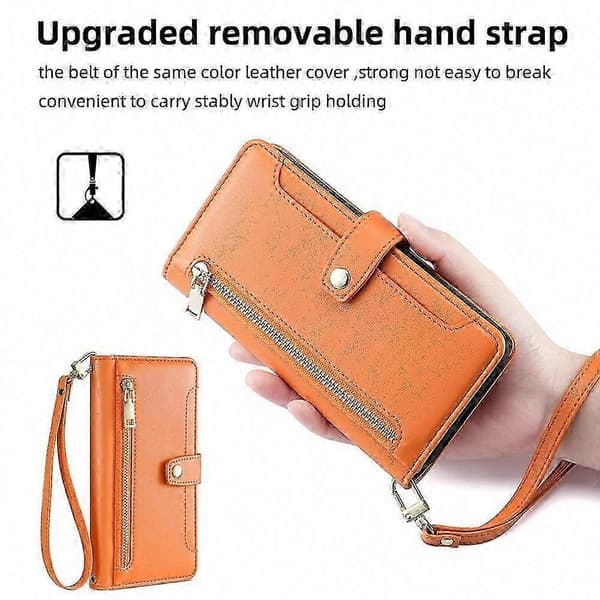 Galaxy S25 5G Plånboksfodral med dragkedja Orange