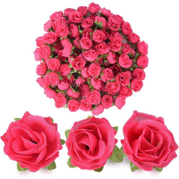100 st konstgjorda rosor huvud för hembröllopsfest Rose Red