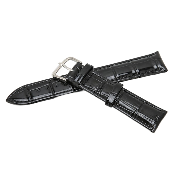 PU läder klockband Legering Pin Spänne Justerbar Bekvämt utbyte Watchband Svart