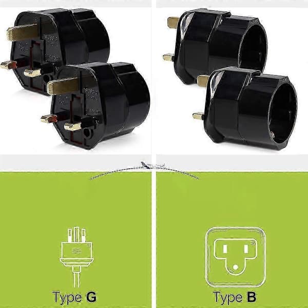 2x Rejseadapter Kompatibel med - EU til stikkontakt konverteringsstik Black