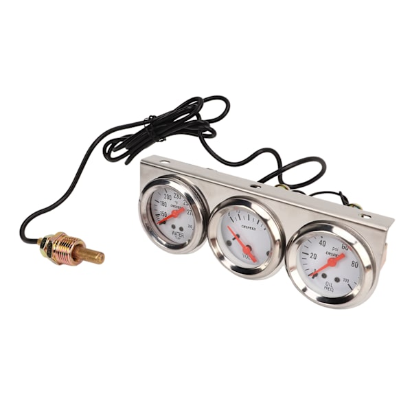 52mm bil trippelmätare kit vit urtavla 12V oljetryck Vattentemp voltmätare Bilmätare med sensor