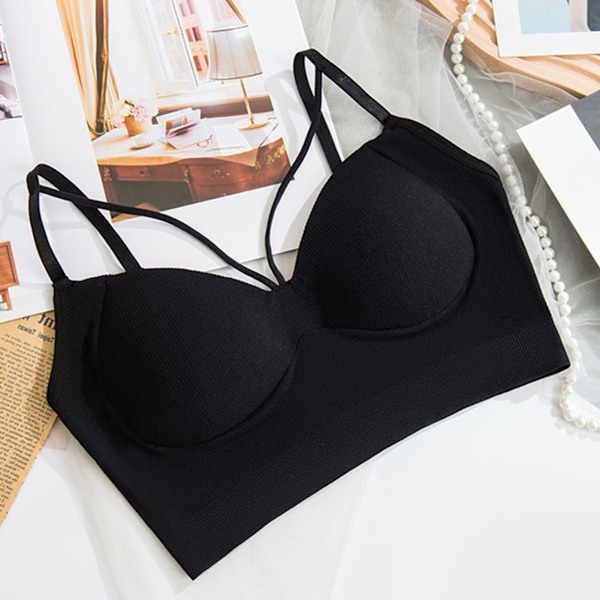 Naisten urheiluliivit Mukava saumaton Slim Fitting Crossover Suspender Jooga Urheiluliivit Fitness-harjoitteluun Musta