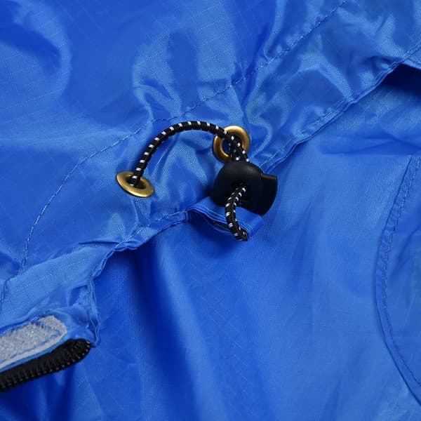 Polyester Foldbar Udendørs Bærbar Ultralet Vandtæt Ærme Hætte Regnjakke (Blå)
