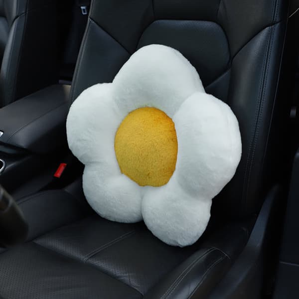Car Back Cushion Seat Plush Non-slip Cute Warm Keeps Car Accessories Frangipani Pattern