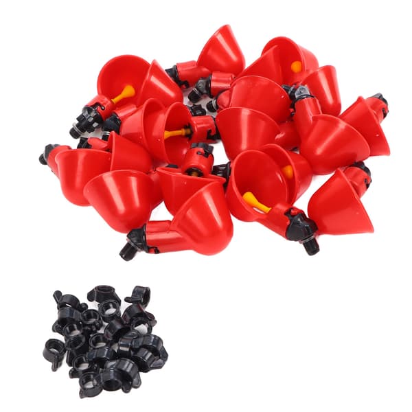 20pcs Chicken Watering Cup Automatic Safe Non-toxic Poultry Drinking Bowl for Hen Bird Red