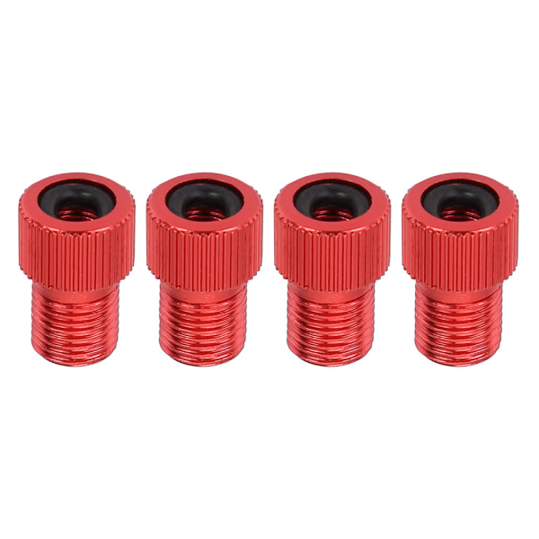 4 stk. Cykel Luftpump Adapter til Presta til Schrader Konverter (rød)