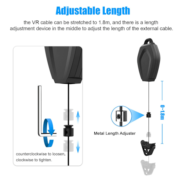 6 stk VR-kabelhåndtering for Quest 2 for Rift S for Valve Index for HTC Vive for HP Reverb G2 for PSVR Link-kabel