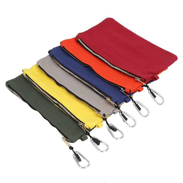 6 stk glidelås Verktøyveske Heavy Duty Utility Canvas Pose Sett med karabinkrok Multipurpose Organizer