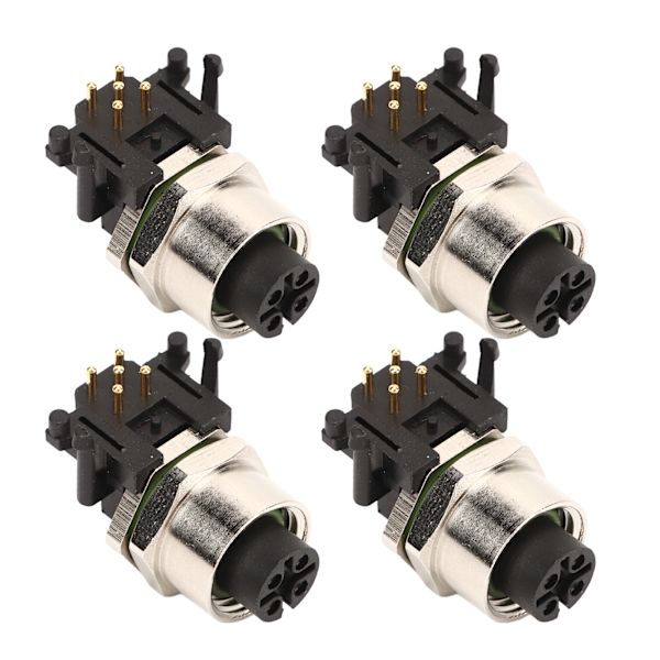 4 stk Elektrisk Aviation Socket Connector M12 5-polet Aluminiumlegering Vandafvisende til RV Båd