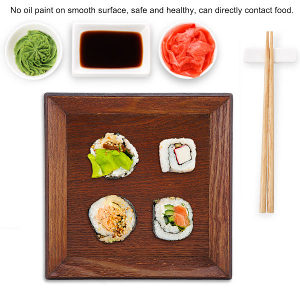 1 stk firkantet træ sushi fad Snacks Tørret kagefad Dessert tallerken til hjemmet bestik (#1)