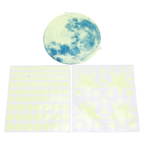 Glow in The Dark Väggdekor Luminous Moon Star Dot Väggdekaler Väggdekor Dekor för sovrum Vardagsrum Grön