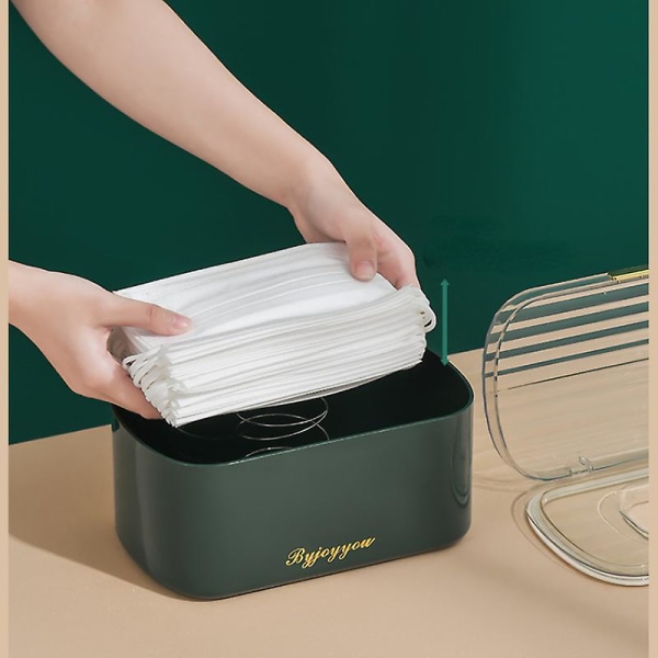 Let luksusmaskeboks med indbygget fjederforseglingsring til at udsuge støvtæt og bakteriesikker maskeopbevaringsboks Tissuebox 2