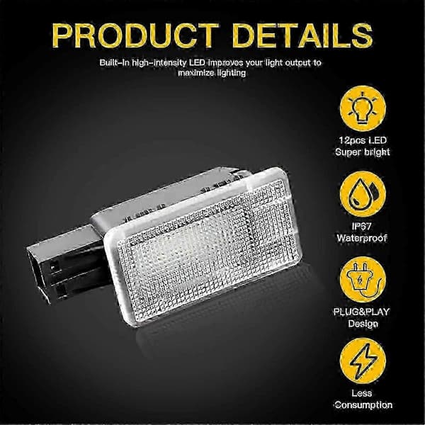 par LED-lys til bagagerum, velkomstdør, fodrum til V40 V40CC S60 S80 XC40 1 sort transparent SZRH_cdb3