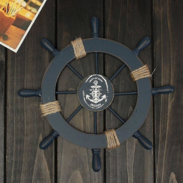 Puinen Ship Wheel Merenkulkuvene Laiva Wheel Wall Decor Tummansininen