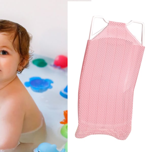 Baby Badekar Net Stativ Universal Justerbar Højde Behagelig Stabil Baby Bade Sæde Støtte til Hjemme Rejse Rosa
