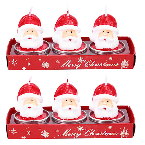 2 Esker Julenissen Hodeformede Lys Dekorativt Lysbord Party Ornament Juledekorasjon