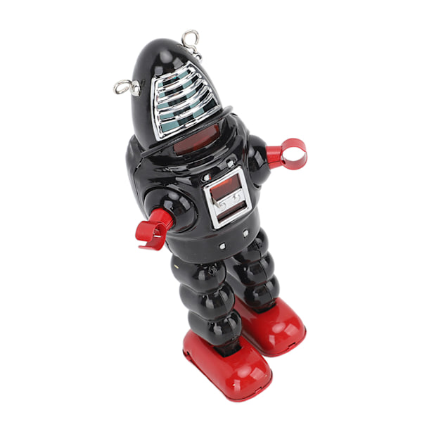 Metal Fäktning Robot Vuxen Clockwork Walking Statyett Leksak för Collection Födelsedag Holiday Present Svart