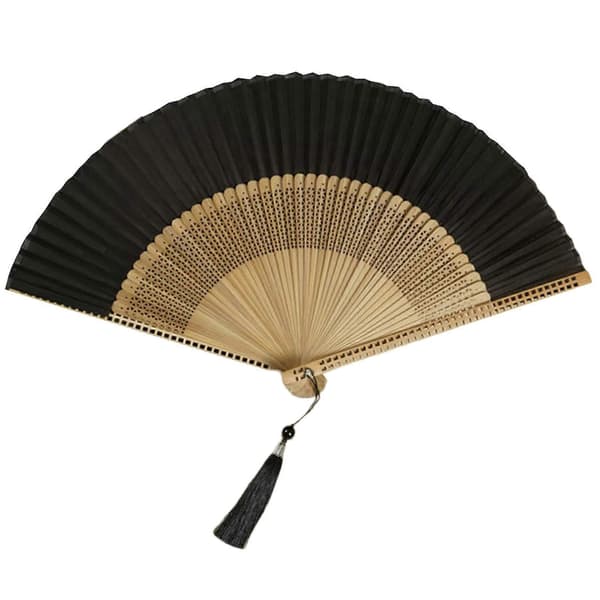 【LD】Handfläkt i siden och bambu, fin traditionell hantverk och modern modekombination 2
