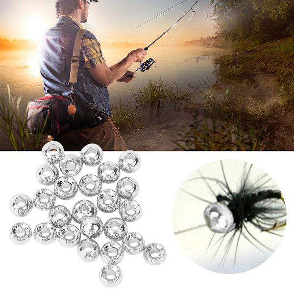 25 st slitsade volframflugebindande runda pärlor Jigkrokar fiskeredskapstillbehör (3,8 mm)