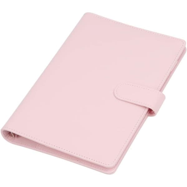 A5-anteckningsbok i läder med ringpärm och magnetisk stängning (innerpapper ingår ej) - rosa[LD]