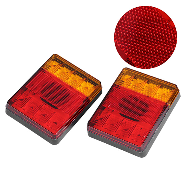 2 st 12V LED Baklykta Blinkerslampa Indikator Vattentät Stötsäker för Trailers Lastbilar Båt
