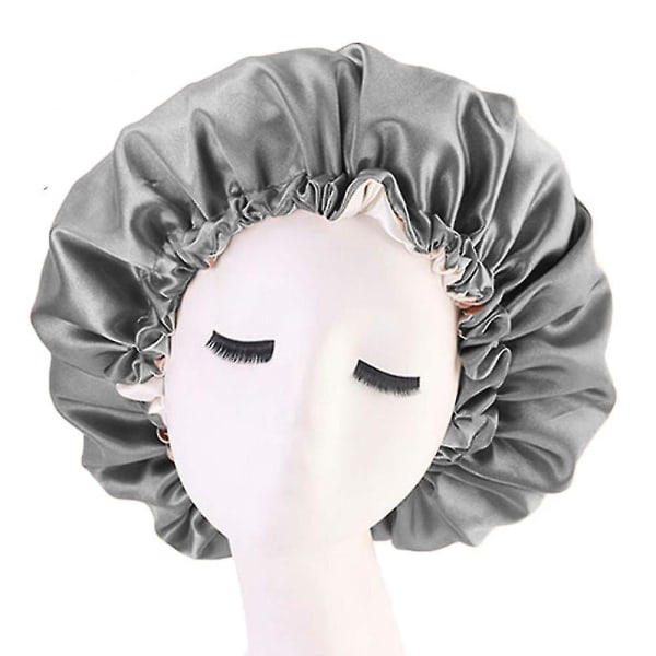 3 Pakke Satin Silke Bonnet Sleep Cap-grå Gray