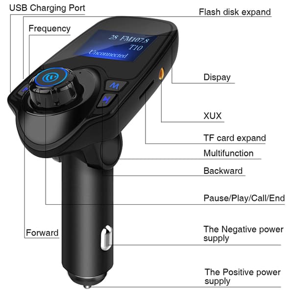 T11 Bluetooth Trådløs Håndfri Bilsæt MP3-afspiller FM-sender USB-oplader
