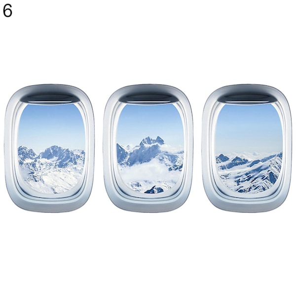 Flygplansfönsterdekalset - 3D självhäftande fönsterutsikt landskap väggdekor