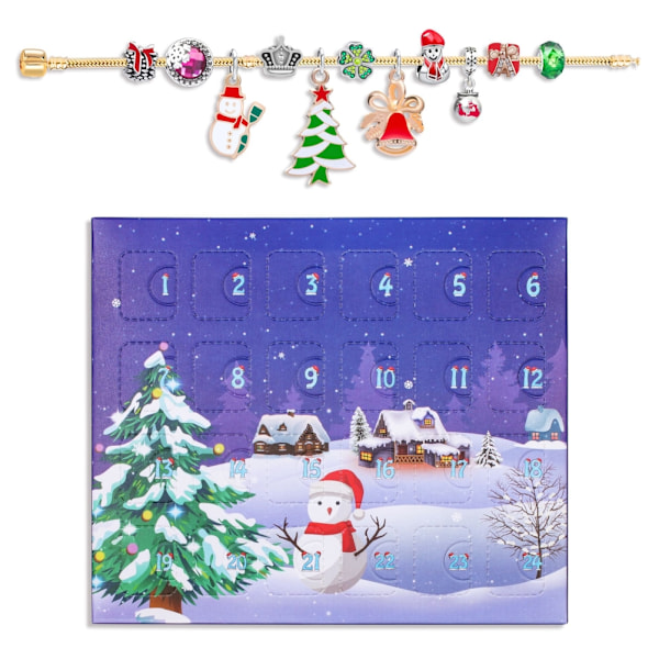 Jul Adventskalender DIY Charms Armbåndsfremstillingskit til børn 24 dages julekalender Smykkegaver til piger