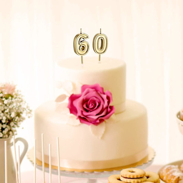 Gull 60-årsdag Kake Lys - Lykkelige Kake Lys for Bursdag og Bryllup Feiring Forbruksvarer