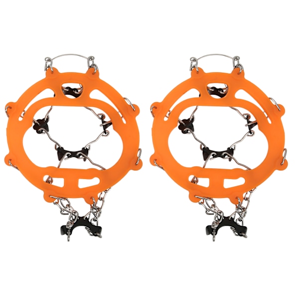 2 stk Isgreb Antislip Sko Spikes Beskyttelse Snegreb med 8 pigge til Vandring Gåture Bjergbestigning Orange