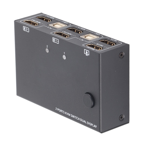 2-portinen KVM-kytkin Dual Monitor HD Multimedia Interface 4K 30Hz 2 tietokoneelle Jaa USB-näppäimistö Hiiri Monitor KVM-muunnin