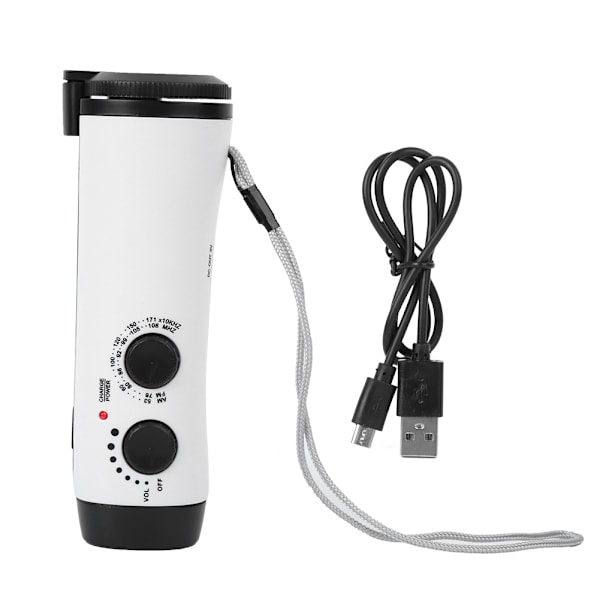 Plast Utomhus Handvev Multifunktions ficklampa Radio Emergency LED Torch Mobiltelefon ChargingWhite